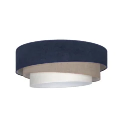 Lámpara de techo Trio, azul oscuro/beige, Ø 60 cm, tejido, E27