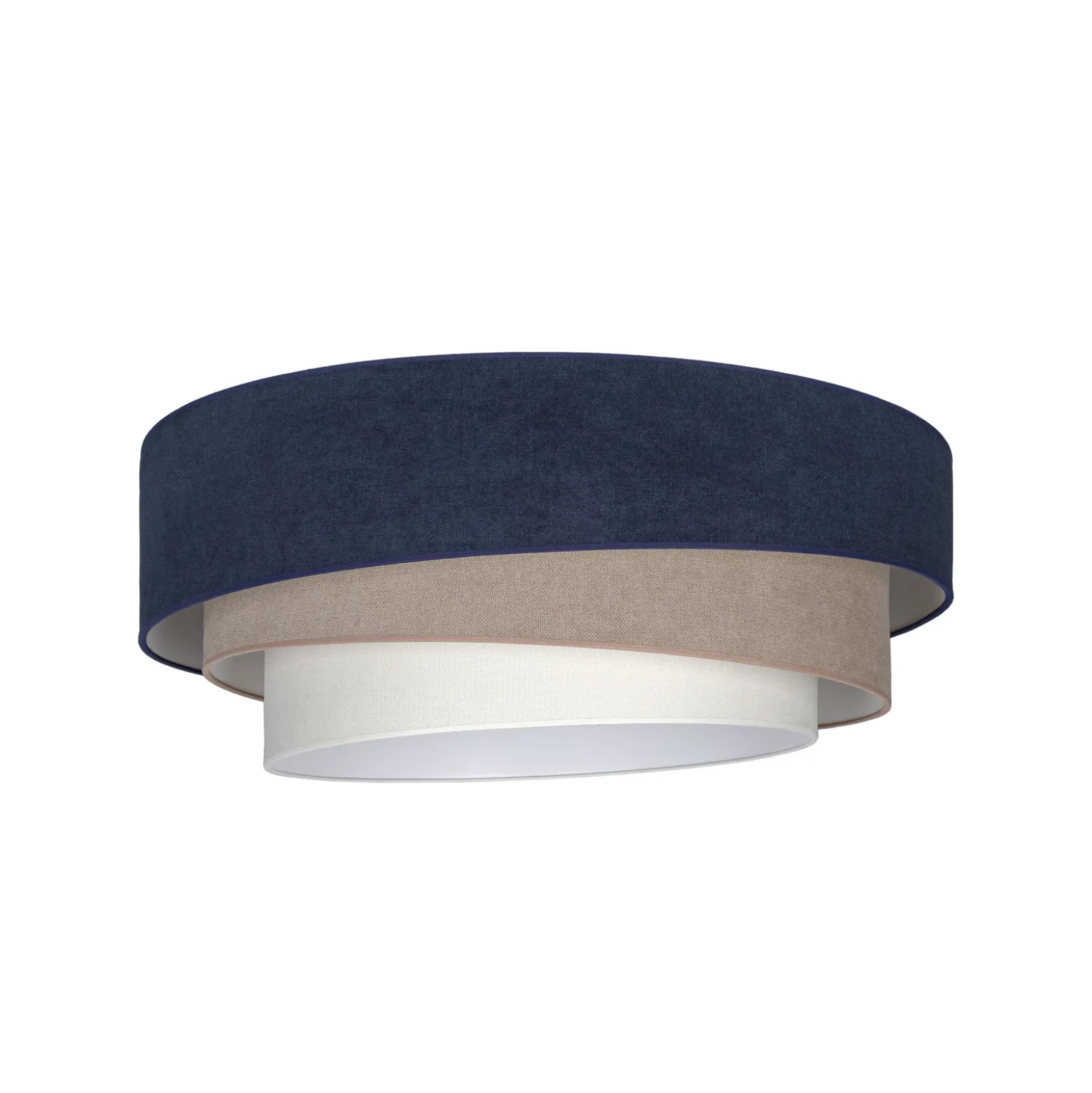 Lámpara de techo Trio, azul oscuro/beige, Ø 60 cm, tejido, E27