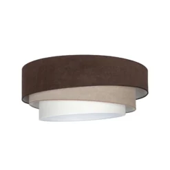Lámpara de techo Trio, marrón/beige, Ø 60 cm, tejido, E27