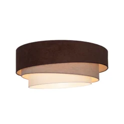 Lámpara de techo Trio, marrón/beige, Ø 60 cm, tejido, E27