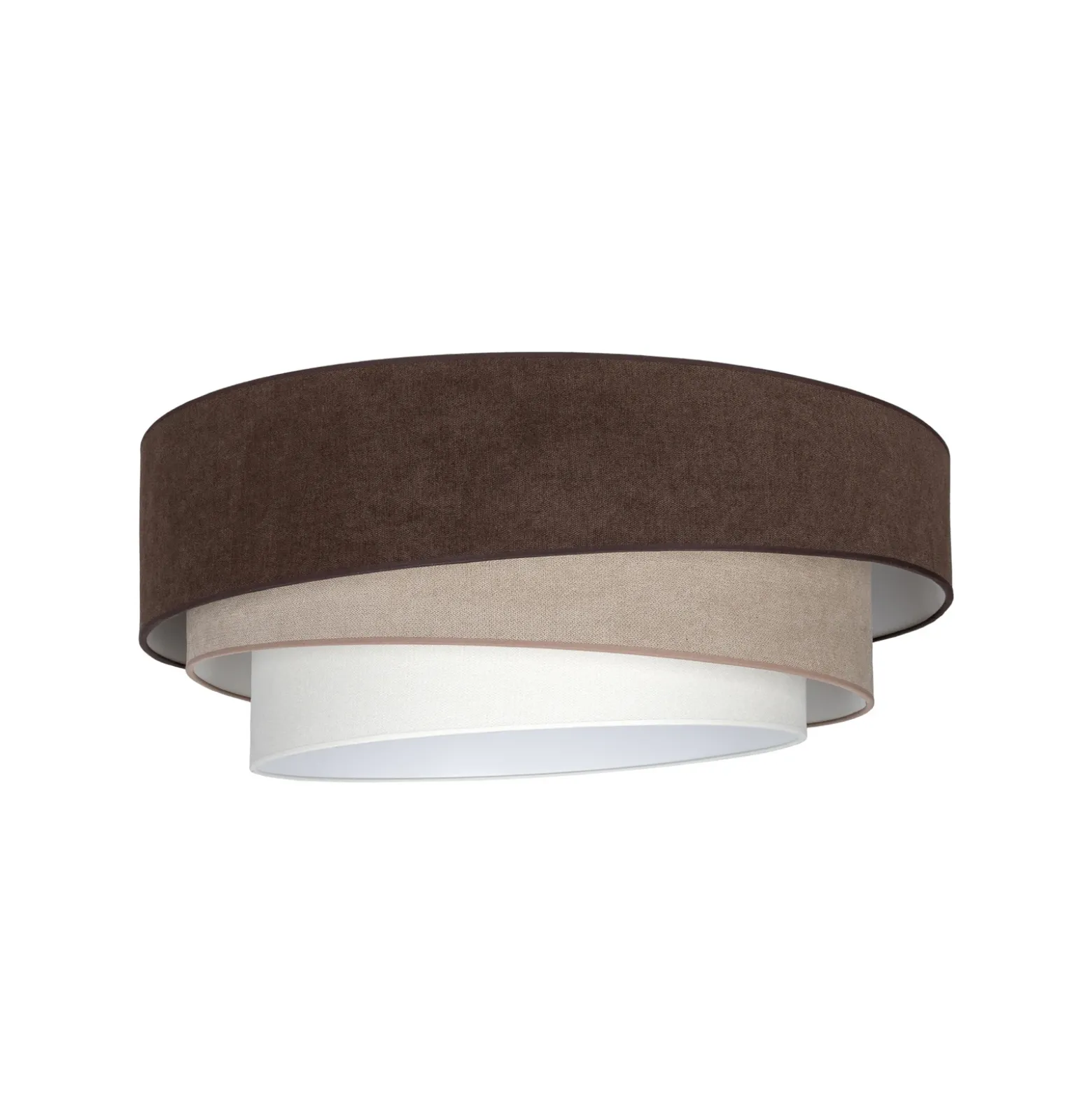 Lámpara de techo Trio, marrón/beige, Ø 60 cm, tejido, E27