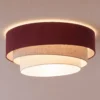 Lámpara de techo Trio, rojo oscuro/beige, Ø 60 cm, tejido, E27