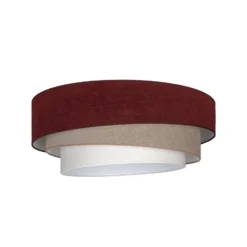 Lámpara de techo Trio, rojo oscuro/beige, Ø 60 cm, tejido, E27