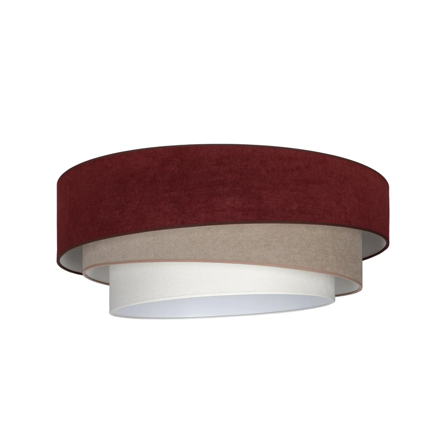 Lámpara de techo Trio, rojo oscuro/beige, Ø 60 cm, tejido, E27