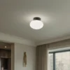 Lámpara de techo Ufo, negro/blanco, Ø 18 cm, cristal, G9