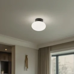 Lámpara de techo Ufo, negro/blanco, Ø 18 cm, cristal, G9