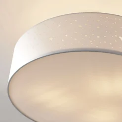 Lámpara de techo Umma de Lindby, distancia, blanco, tela, Ø 50 cm, E27