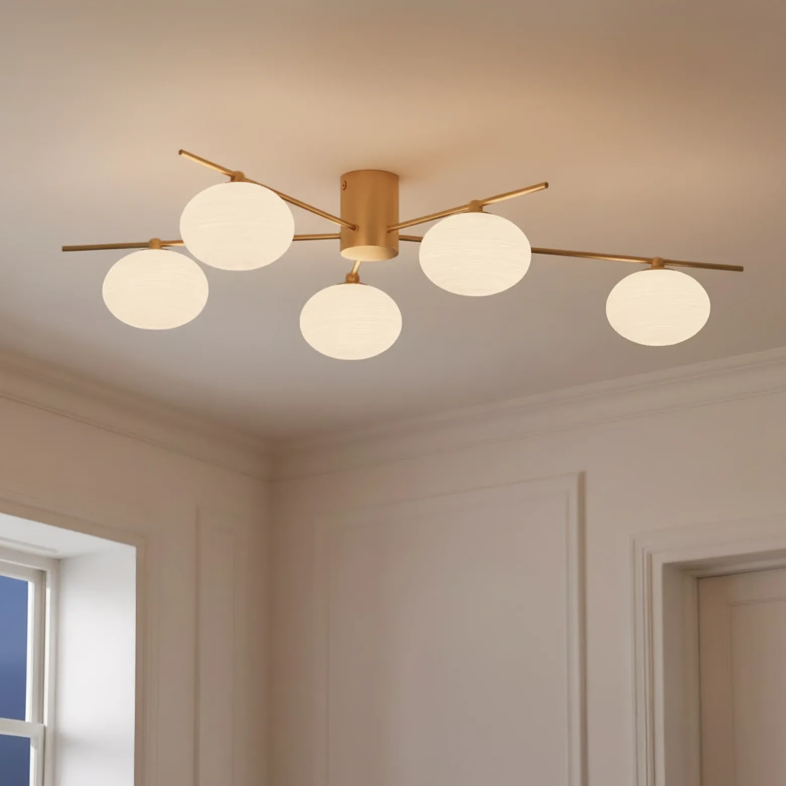 Lámpara de techo Valisa de Lindby, dorada, 5 luces