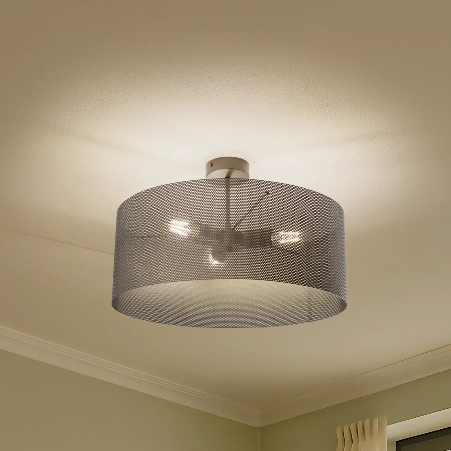 Lámpara de techo Zofia, marrón café, metal, Ø 50 cm, 3 luces, E27