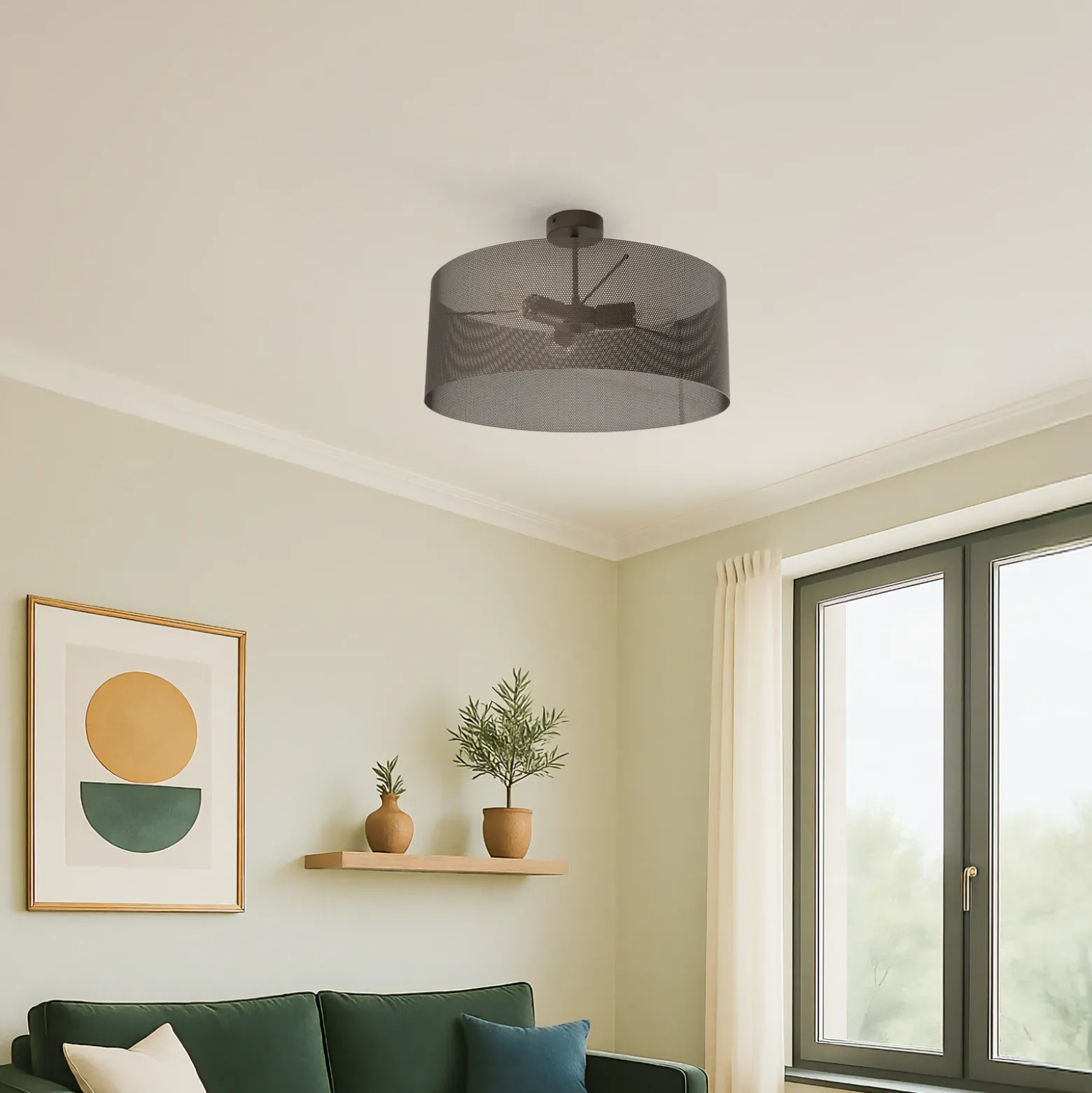 Lámpara de techo Zofia, marrón café, metal, Ø 50 cm, 3 luces, E27