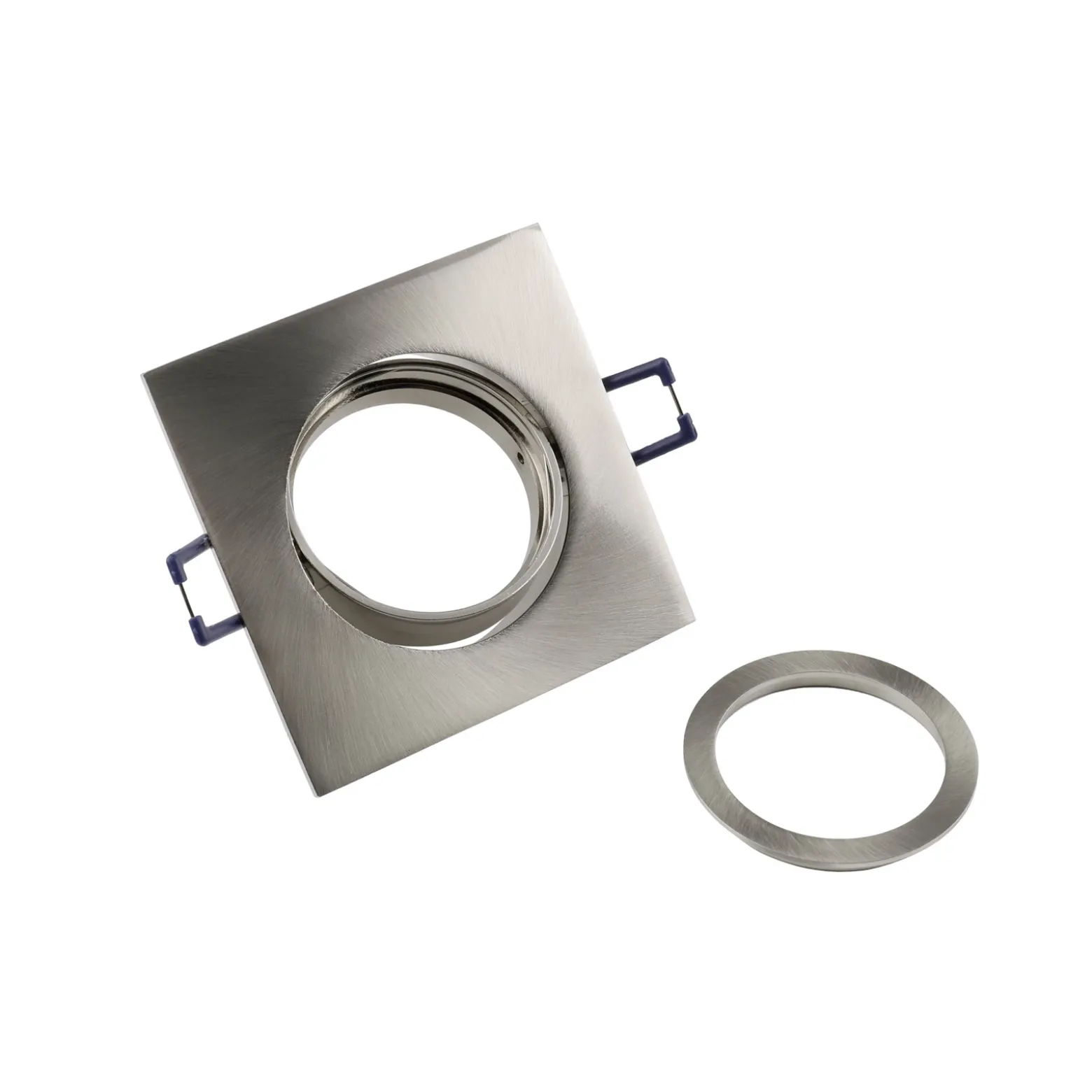Lámpara empotrable en techo Samsola, plata cepillada, 9 x 9 cm, metal