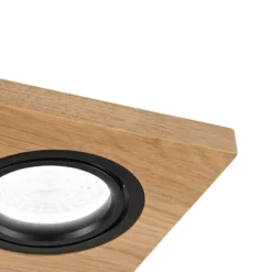 Lámpara empotrable en techo Tobby, 10 x 10 cm, juego de 3, madera de roble GU10