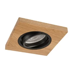 Lámpara empotrable en techo Tobby, 10 x 10 cm, juego de 3, madera de roble GU10