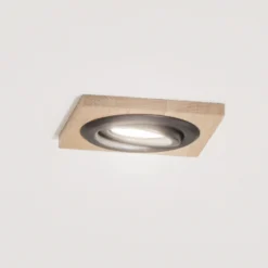 Lámpara empotrable en techo Tobby, 10 x 10 cm, juego de 3, madera de roble GU10