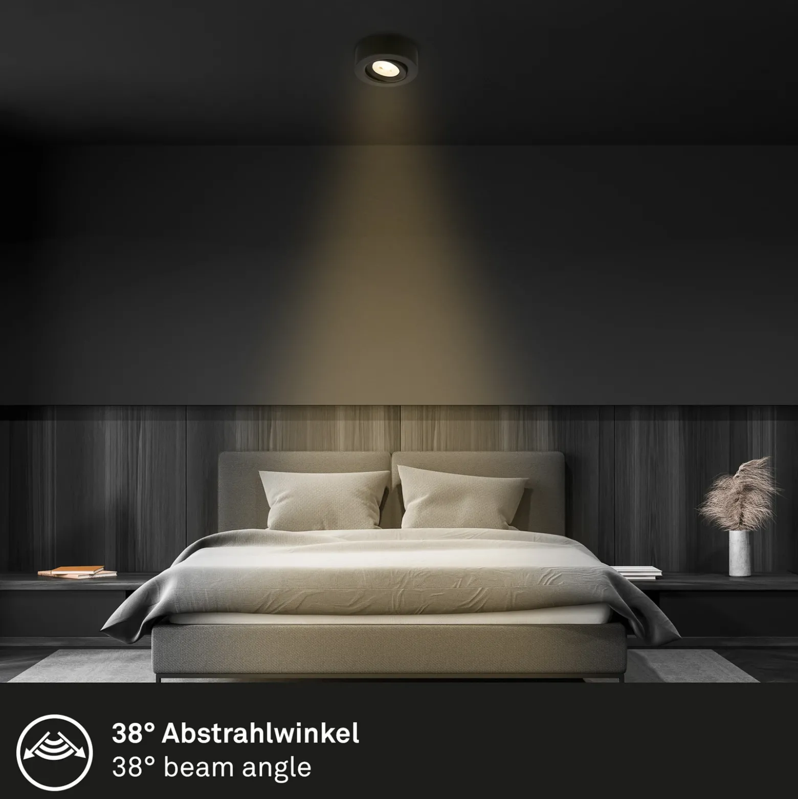 Lámpara empotrable LED Desi, negra, Ø9cm, encendido/apagado, 3000K
