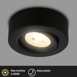 Lámpara empotrable LED Desi, negra, Ø9cm, encendido/apagado, 3000K