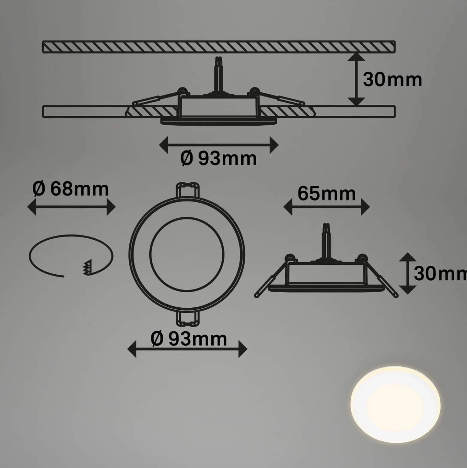 Lámpara empotrable LED Gima, blanca, 3.000 K, juego de 3