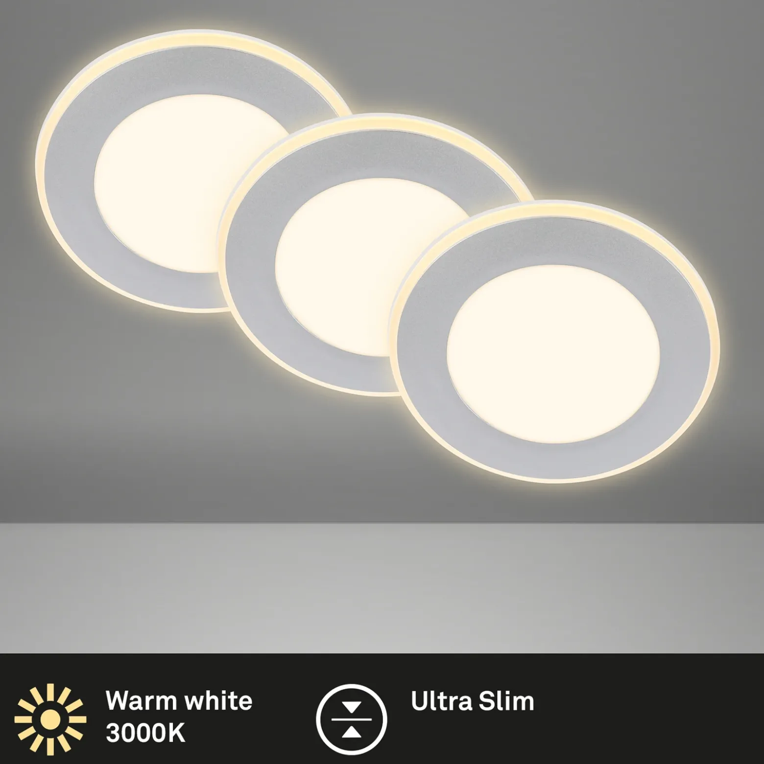Lámpara empotrable LED Gima, cromo mate, 3.000 K, juego de 3