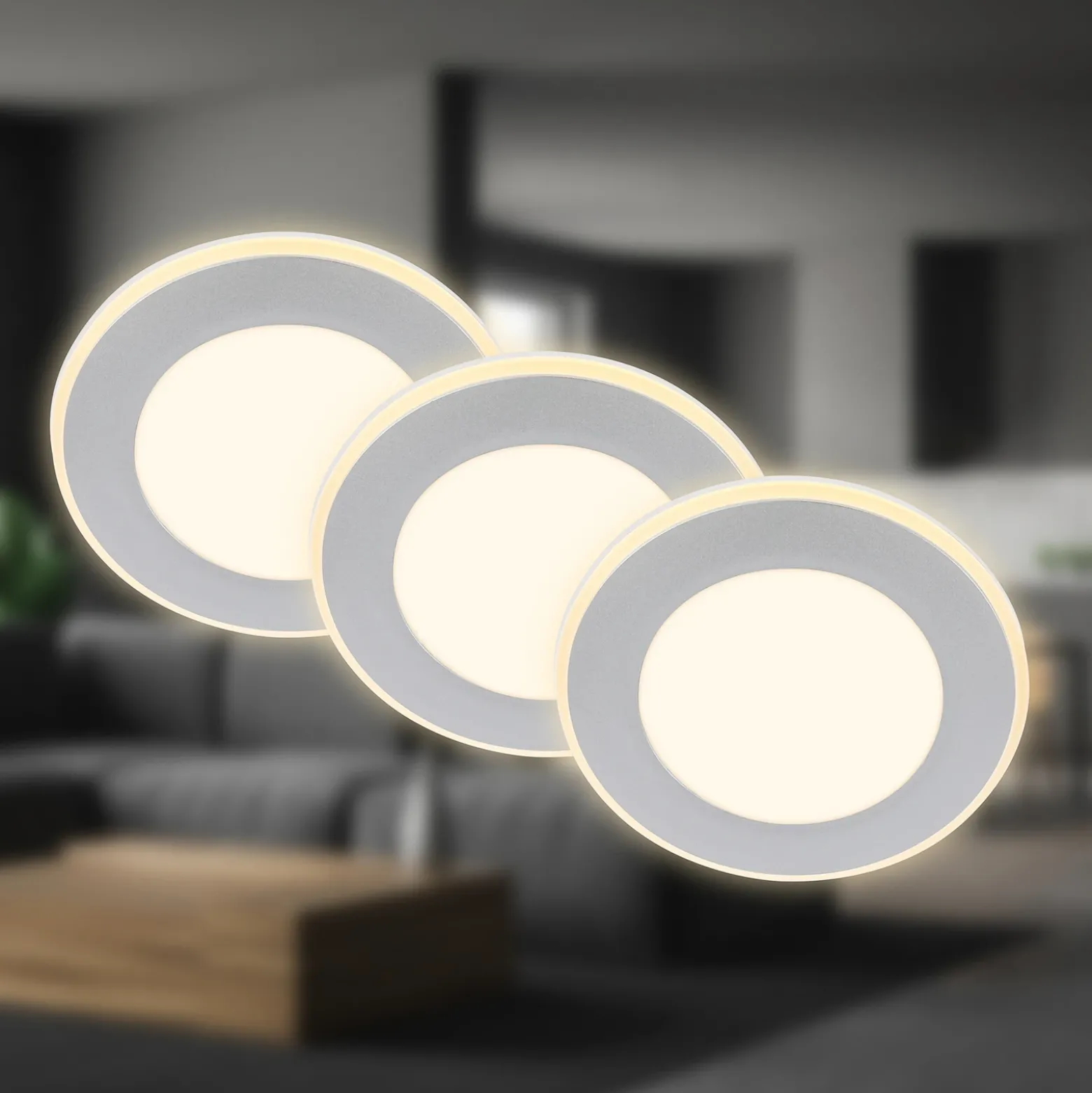 Lámpara empotrable LED Gima, cromo mate, 3.000 K, juego de 3