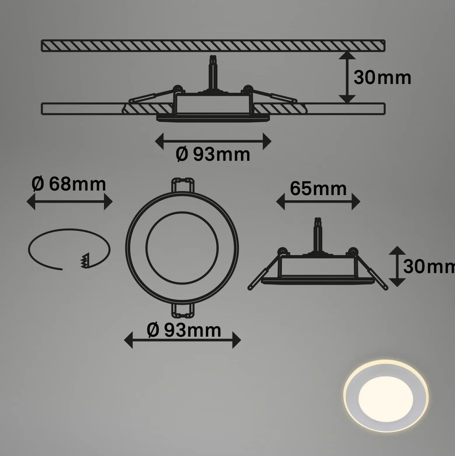 Lámpara empotrable LED Gima, cromo mate, 3.000 K, juego de 3