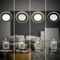 Lámpara empotrable LED Gima, negra, 3.000 K, juego de 3