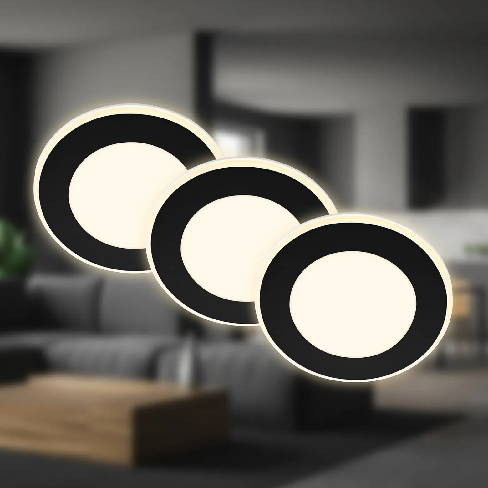 Lámpara empotrable LED Gima, negra, 3.000 K, juego de 3