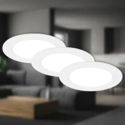 Lámpara empotrable LED Jeft, Ø12cm, blanca, juego de 3, encendido/apagado,