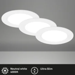 Lámpara empotrable LED Jeft, Ø12cm, blanca, juego de 3, encendido/apagado,