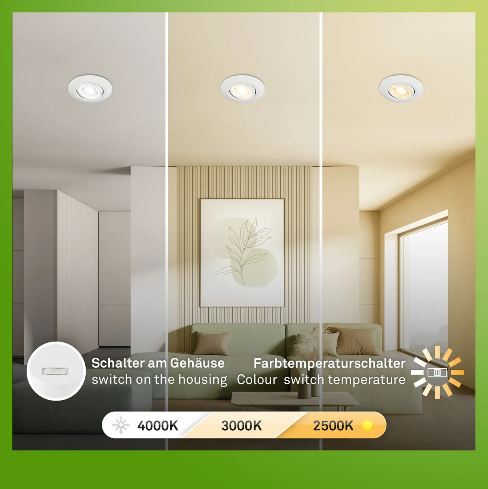 Lámpara empotrable LED Klira, blanca, orientable, atenuable, juego de 3 unidades