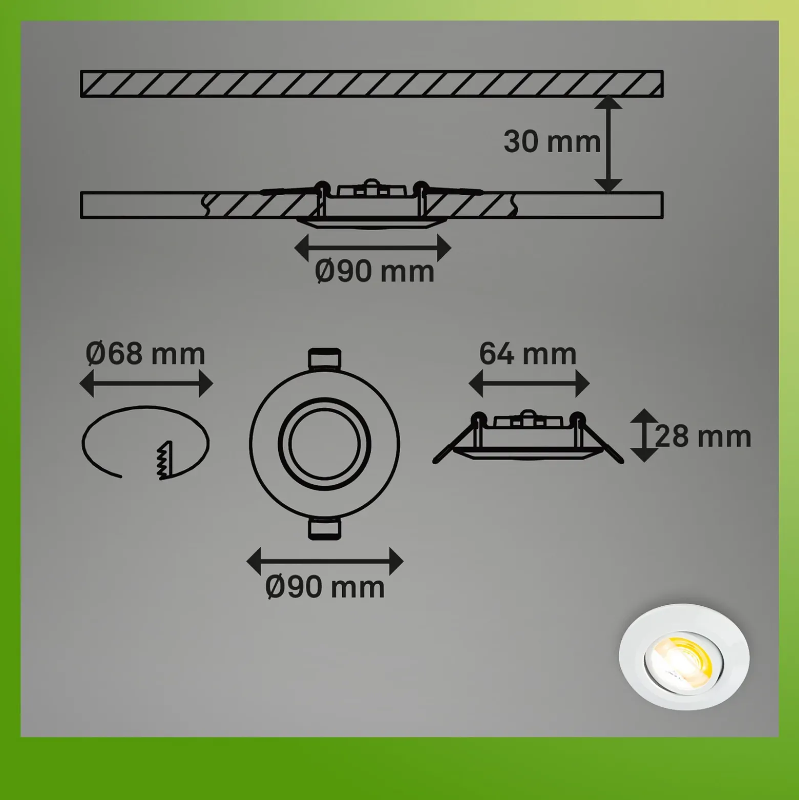Lámpara empotrable LED Klira, blanca, orientable, atenuable, juego de 3 unidades