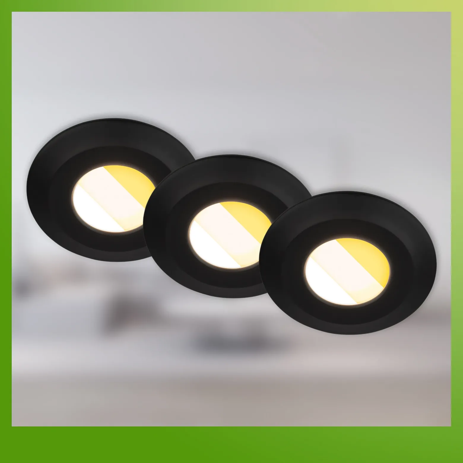 Lámpara empotrable LED Klira, negra, Ø 9 cm, IP44, juego de 3 unidades