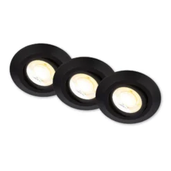 Lámpara empotrable LED Klira, negra, orientable, atenuable, juego de 3