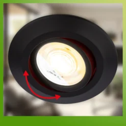 Lámpara empotrable LED Klira, negra, orientable, atenuable, juego de 3