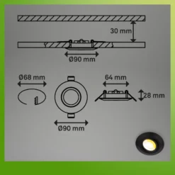 Lámpara empotrable LED Klira, negra, orientable, atenuable, juego de 3