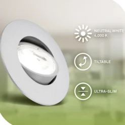 Lámpara empotrable LED Kulana A, cromo mate, 4000K, juego de 3