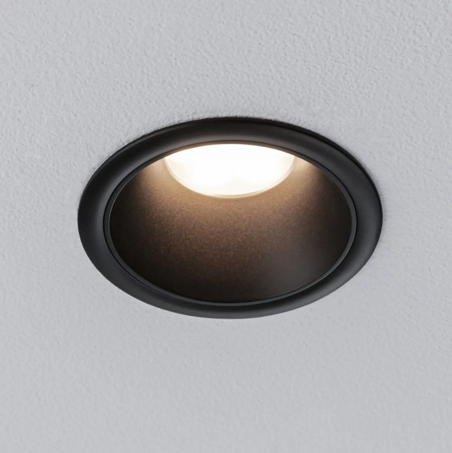 Lámpara empotrable LED Paulmann Cole Coin negra Ø9cm IP44 atenuable 3 unidades