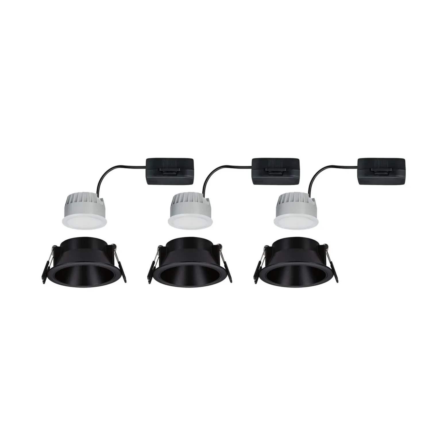 Lámpara empotrable LED Paulmann Cole Coin negra Ø9cm IP44 atenuable 3 unidades