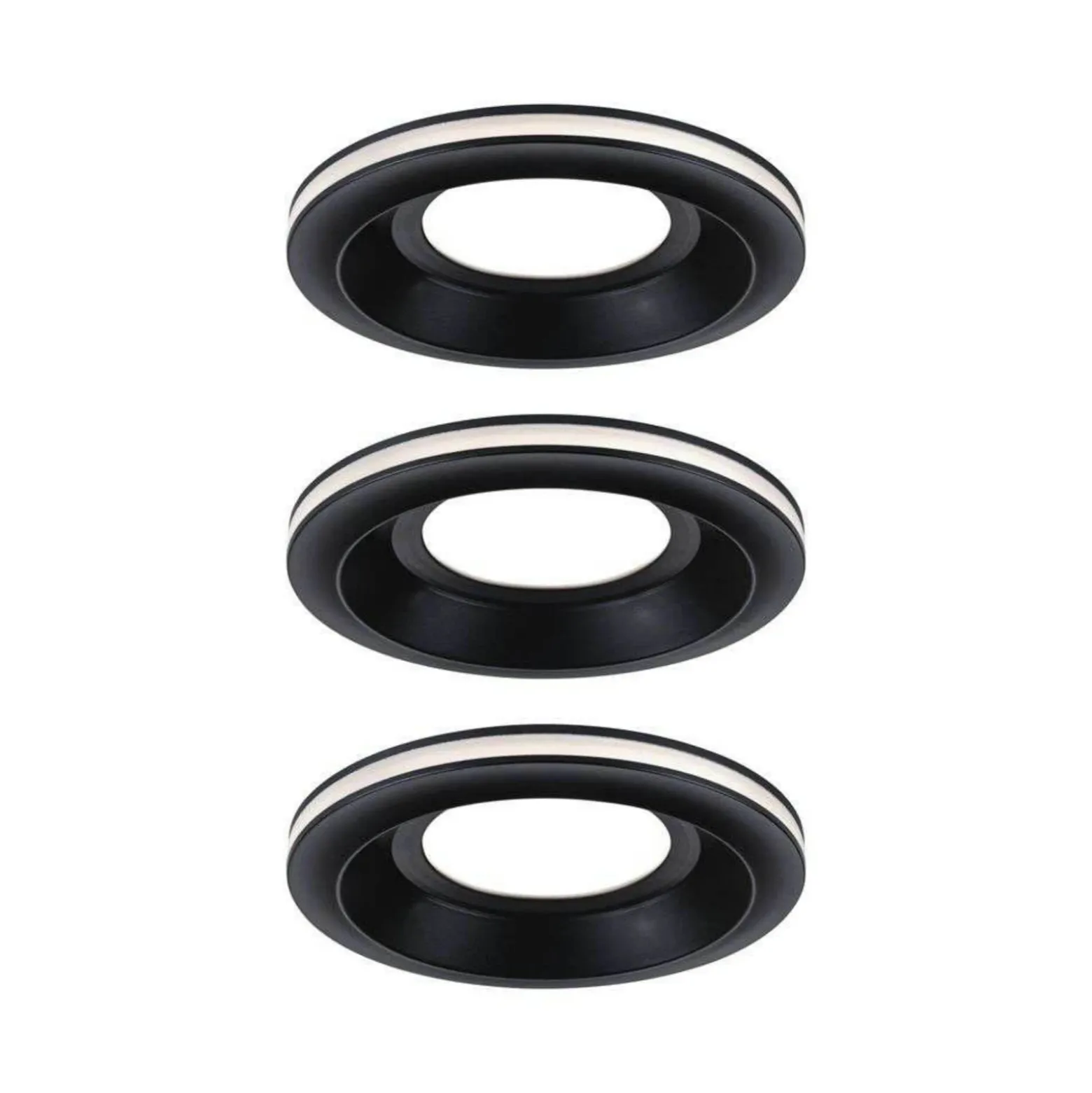 Lámpara empotrable LED Paulmann Sormus negra, Ø 10 cm, IP65, juego de 3
