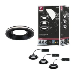 Lámpara empotrable LED Paulmann Sormus negra, Ø 10 cm, IP65, juego de 3