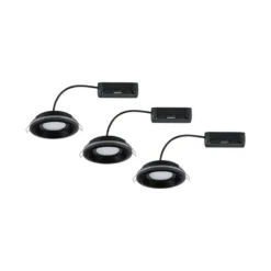 Lámpara empotrable LED Paulmann Sormus negra, Ø 10 cm, IP65, juego de 3