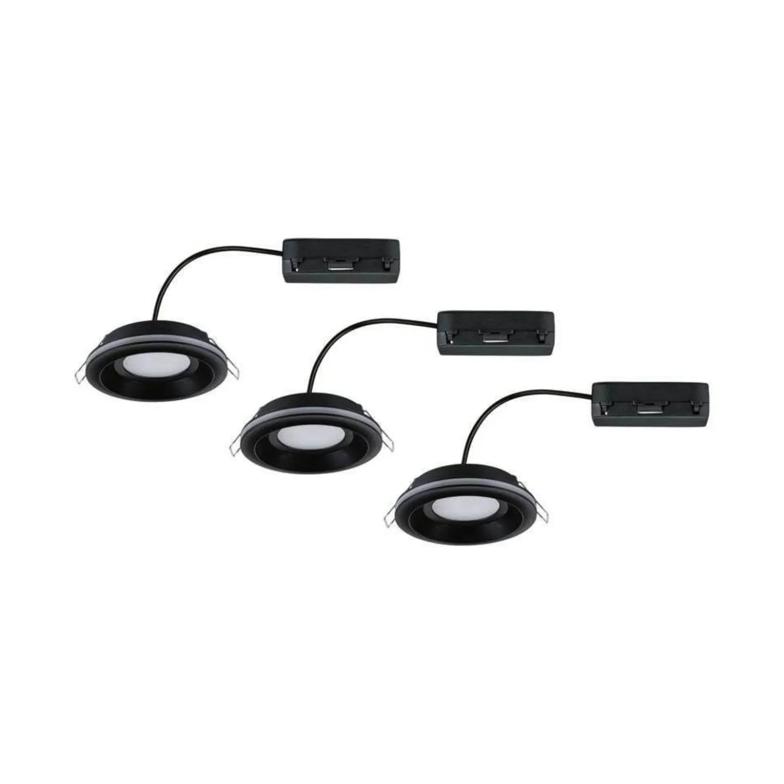 Lámpara empotrable LED Paulmann Sormus negra, Ø 10 cm, IP65, juego de 3
