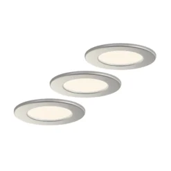 Lámpara empotrable LED Prios Cadance, plata, 12 cm, juego de 3, CCT