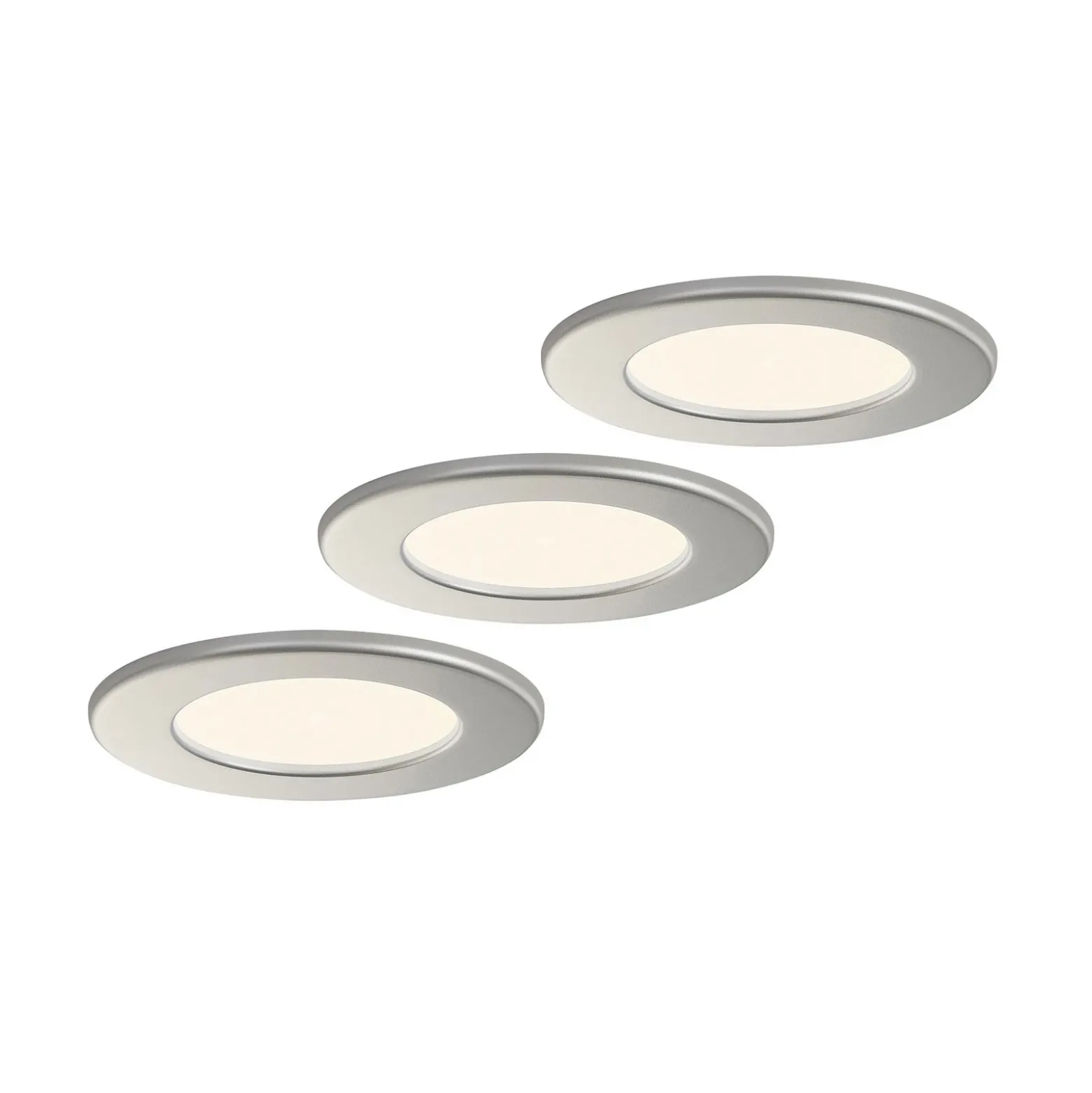 Lámpara empotrable LED Prios Cadance, plata, 12 cm, juego de 3, CCT