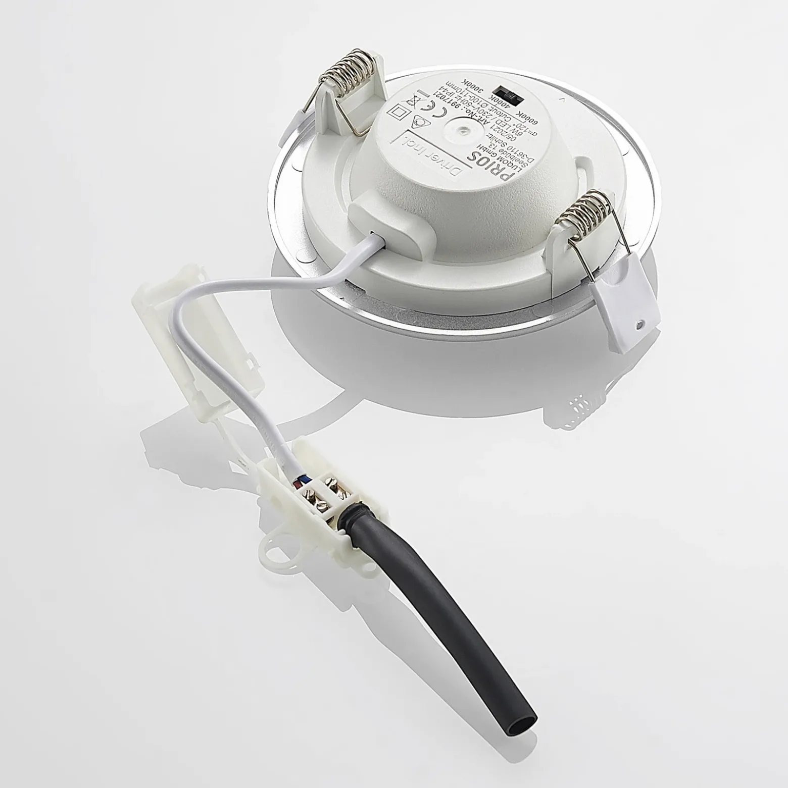Lámpara empotrable LED Prios Cadance, plata, 12 cm, juego de 3, CCT