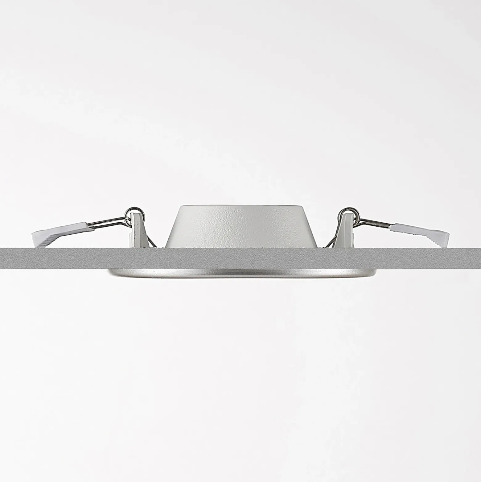 Lámpara empotrable LED Prios Cadance, plata, 12 cm, juego de 3, CCT