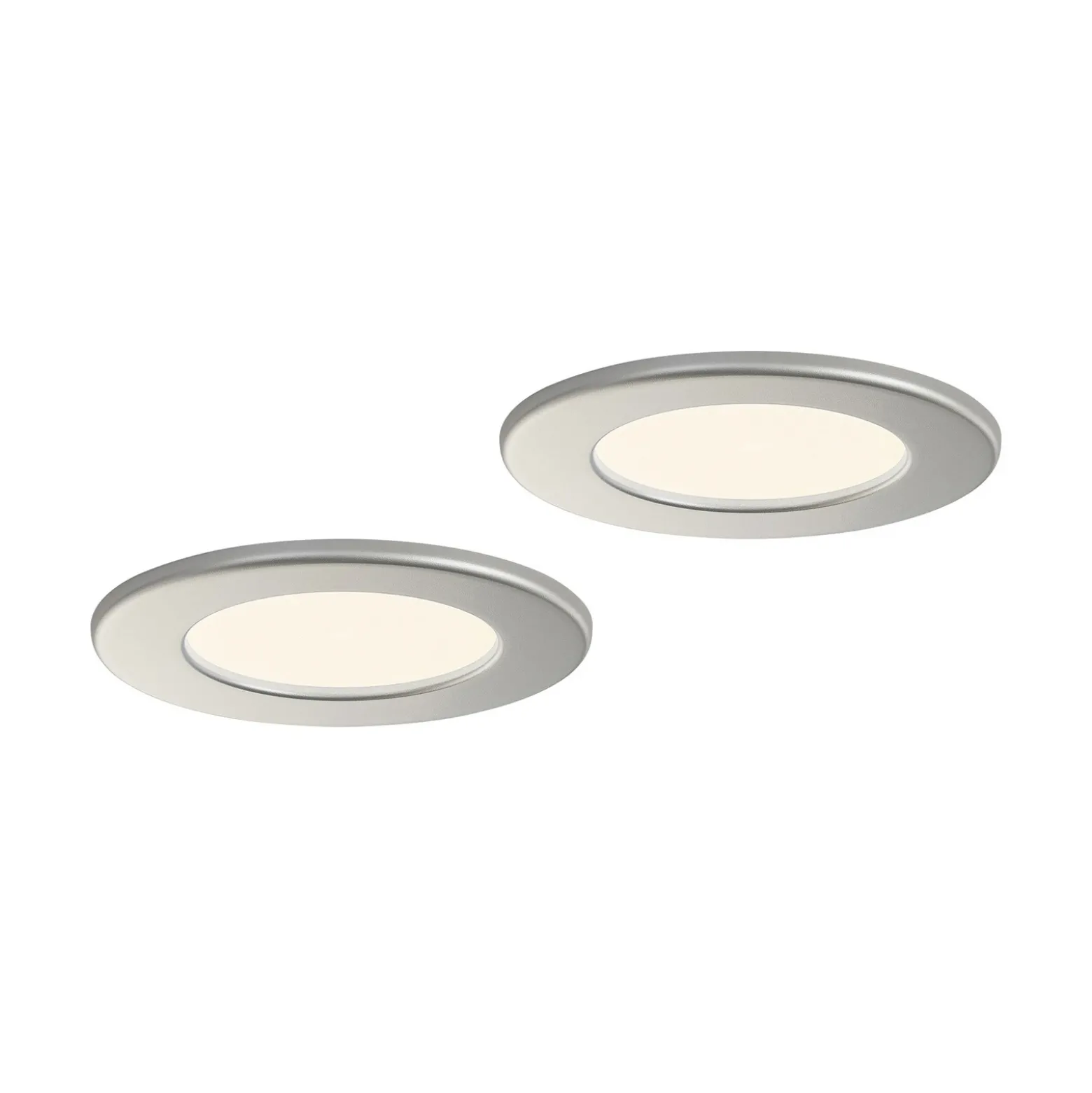 Lámpara empotrable LED Prios Cadance, plata, 12 cm, juego de 2, CCT