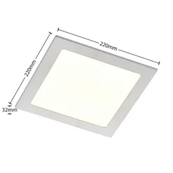Lámpara empotrable LED Prios Helina, plata, 22 cm, 24 W, atenuable
