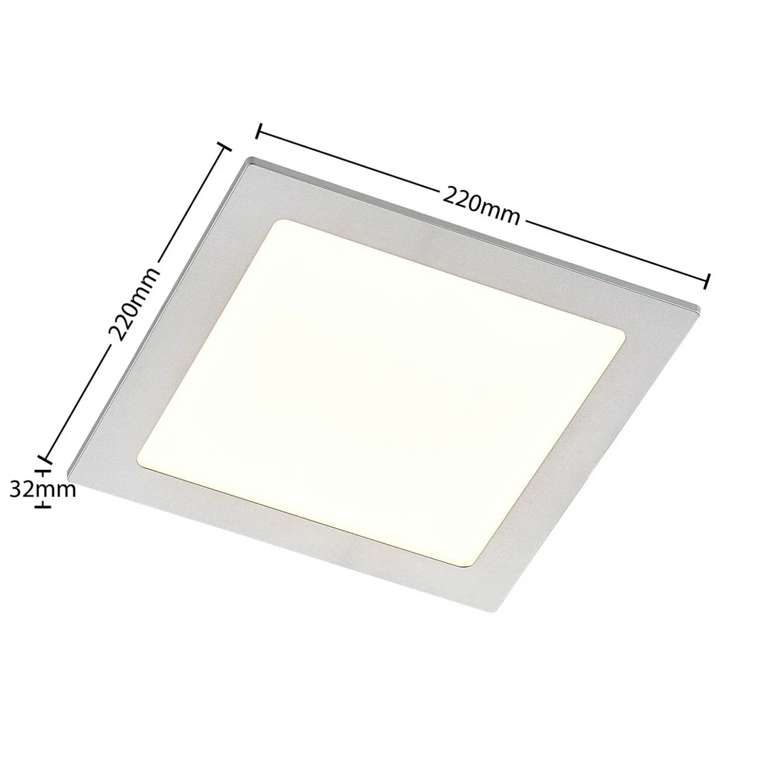 Lámpara empotrable LED Prios Helina, plata, 22 cm, 24 W, atenuable