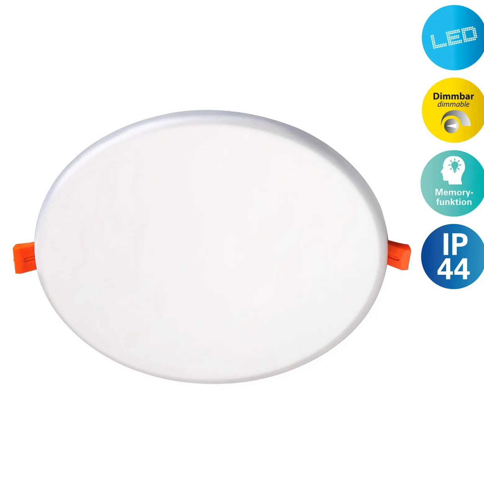 Lámpara empotrable LED Suma, Ø 21,5 cm, blanca, atenuable, IP44