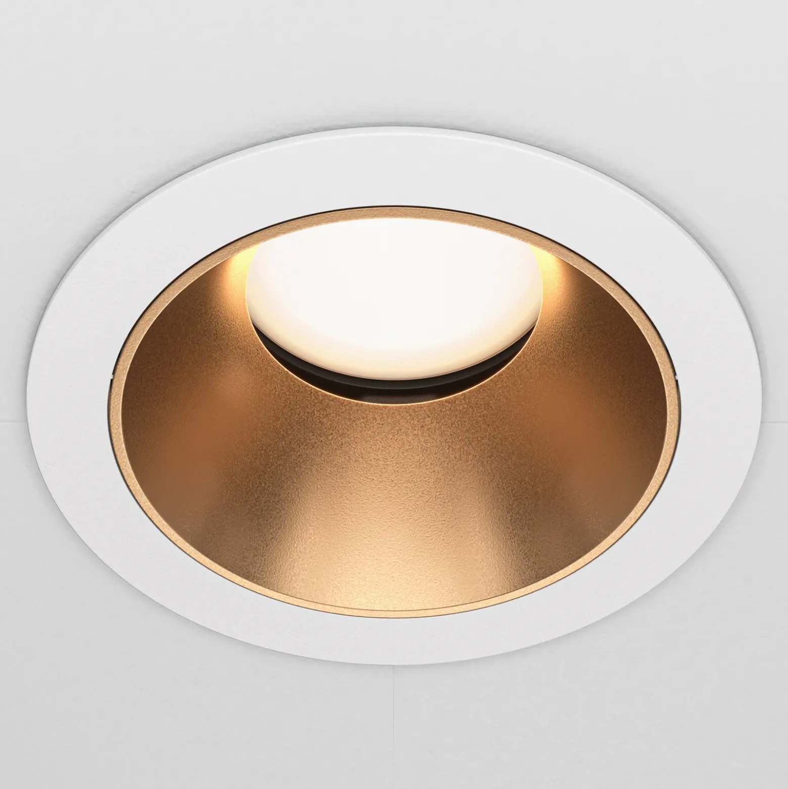 Lámpara empotrable Maytoni Share, blanco/oro, Ø 8,5 cm, aluminio, GU10